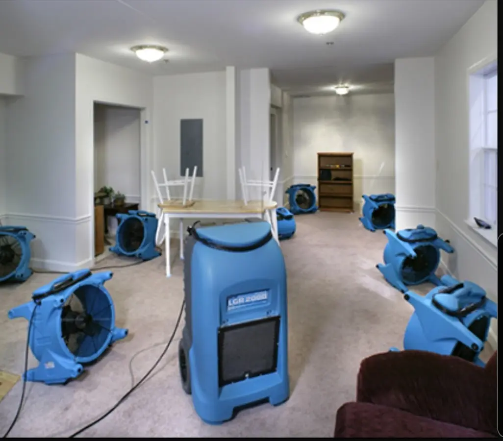 Air movers and dehumidifier setup for Water Extraction & Removal in Westland